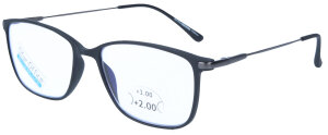 Schicke Multifokal Bildschirm-Brille OFFICE mit Blaulichtfilter und Etui in Schwarz + 2,00 dpt