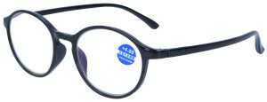Schwarze Fertiglesehilfe WERNER mit entspiegelten Gläsern + Blaulichtfilter in moderner Panto-Form aus anpassungsfähigem TR90 Material