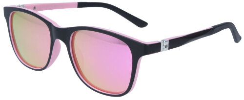 Flexible Jugend-Sonnenbrille in Pink-Schwarz mit 180° Federscharnier - polarisierend