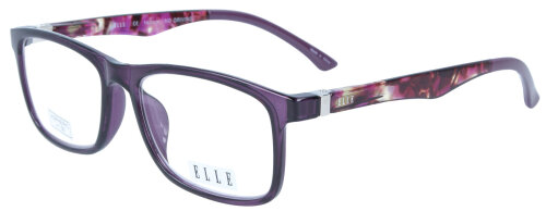 Violette ELLE Lesebrille aus transparentem Kunststoff mit gemusterten Bügeln und Federscharnier - EL15934PU