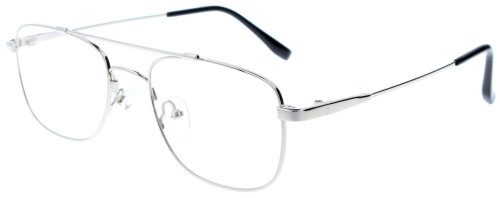Metall-Brille DIETER in Silber mit großem Blickfeld, Doppelsteg und individueller Stärke