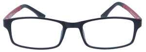 Leichte klassische Kunststoff-Brille LASSE in Schwarz-Rot mit individueller Stärke