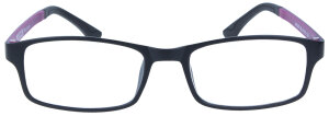 Leichte klassische Kunststoff-Brille LASSE in Schwarz-Lila mit individueller Stärke