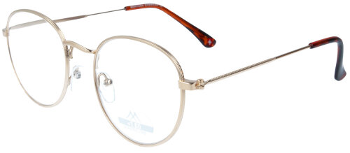 Angesagte Lesehilfe mit Blaulichtfilter aus goldenem Metall im runden Panto-Design "Loki" + 2,50 dpt