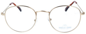 Angesagte Lesehilfe mit Blaulichtfilter aus goldenem Metall im runden Panto-Design "Loki" + 2,50 dpt