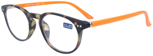 Brille aus Kunststoff DOKTOR mit Federscharnier inkl. hochwertigem Stecketui in Havanna-Orange