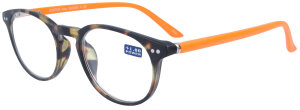 Brille aus Kunststoff DOKTOR + 2,00 dpt mit Federscharnier inkl. hochwertigem Stecketui Havanna-Orange