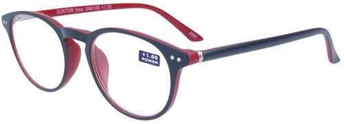 Brille aus Kunststoff DOKTOR mit Federscharnier inkl. hochwertigem Stecketui in Grau-Rot