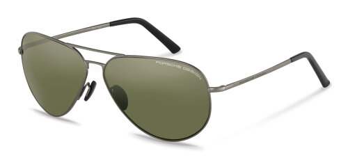 Klassische Porsche Design P8508 U Vollrand Sonnenbrille aus Edelstahl in Grau mit grünen Gläsern