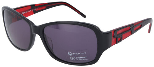 Attraktive Sonnenbrille POINT 4847 C2 in Schwarz-Rot mit dunklen Kunststoffgläsern