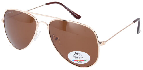 Goldene Montana Eyewear Sonnenbrille MP94B aus Metall in Pilotenform mit brauner Tönung
