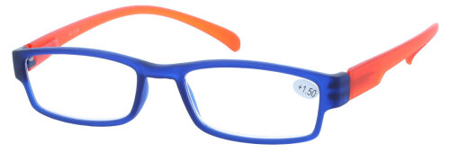 Lesehilfe /-brille "Long Island" mit integrierter Halterung in Blau-Orange und individueller Stärke