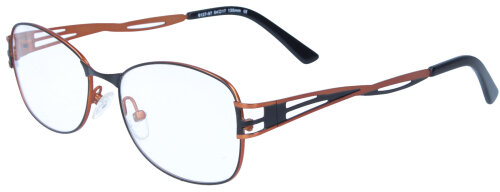 Elegante Metall-Brillenfassung "MARINA" in Schwarz-Orange mit stylischen Bügeln