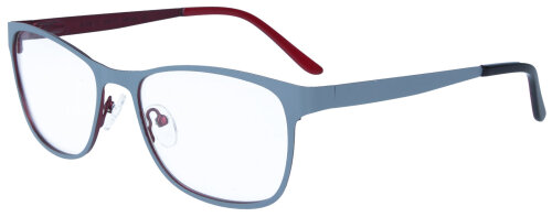 Stylische Edelstahl-Brillenfassung "JUN" in Grau - Rot mit Federscharnier