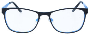 Stylische Edelstahl-Brillenfassung "JUN" in Schwarz - Blau mit Federscharnier