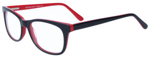 Schicke Kunststoff-Brillenfassung "SILVIE" in eleganter Form mit Federscharnier in Schwarz-Rot