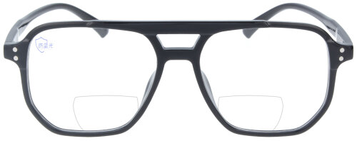 Auffällige Oldfashioned - Kunststoff - Bifokalbrille NICK in Schwarz mit magnetischem Sonnenclip und individueller Stärke