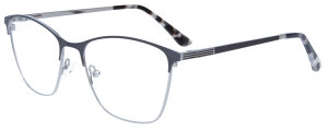 Schöne Bifokalbrille GISELA in Silber-Schwarz mit Federscharnier, Bügel aus Kunststoff und individueller Stärke