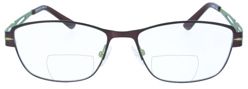Auffällige Metall-Bifokalbrille EMELIEin Grün - Braun mit eleganten Bügeln und individueller Stärke