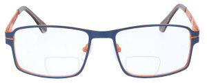 Farbenfrohe Edelstahl-Bifokalbrille FRANK in Blau -...