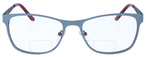 Klassische Bifokalbrille JUN in Grau - Rot aus robustem Edelstahl mit Federscharnier und individueller Stärke