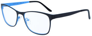 Klassische Bifokalbrille JUN in Schwarz - Blau aus robustem Edelstahl mit Federscharnier und individueller Stärke