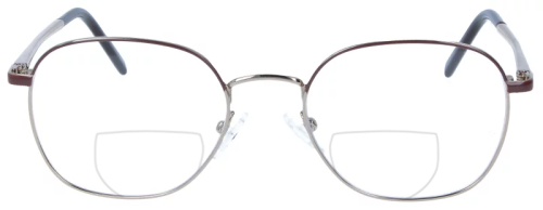 Braune Metall-Bifokalbrille MERLIN in Panto-Form mit Federscharnier und individueller Stärke