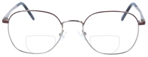 Braune Metall-Bifokalbrille MERLIN in Panto-Form mit...