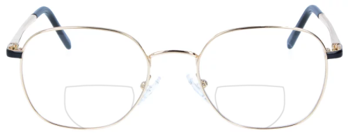 Goldene Metall-Bifokalbrille MERLIN in Panto-Form mit Federscharnier und individueller Stärke