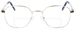 Goldene Metall-Bifokalbrille MERLIN in Panto-Form mit...