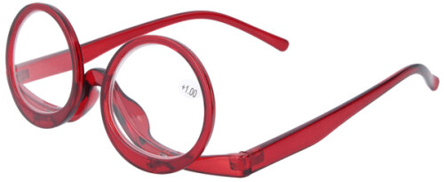 Schminkbrille / Schminkhilfe in Rot mit 2 beweglichen Gläsern in verschiedenen Stärken