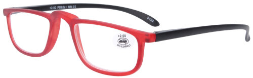 Stylische Lesebrille ARIZONA mit Federscharnier in Rot/Schwarz in verschiedenen Stärken