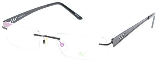 Randlose Unisex - Brillenfassung N1107 C417  mit Federscharnier in Schwarz