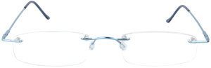 Klassische Randlos - Lesebrille OR17 aus Metall mit Brillenetui in vers. Stärken in Blau