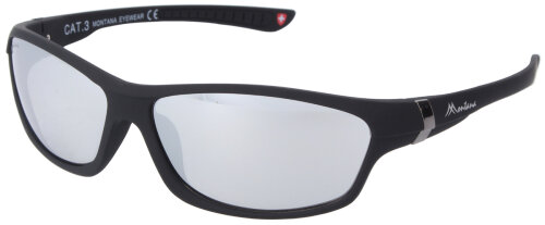 Stylische Montana Sonnenbrille CS90 inklusive Einstecketui in Schwarz - silberne Gläser