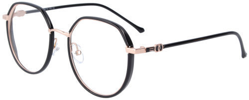 Tolle Einstärkenbrille CASSANDRA aus leichtem Metall in Schwarz-Roségold mit individueller Sehstärke