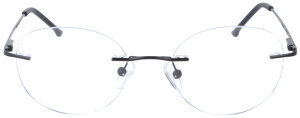 Randlose Einstärkenbrille / Bohrbrille ROUND in Schwarz aus Metall + Federscharnier, mit individueller Sehstärke