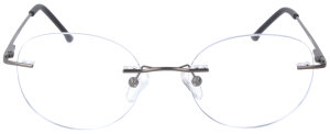 Randlose Einstärkenbrille / Bohrbrille ROUND in Gun aus Metall + Federscharnier, mit individueller Sehstärke