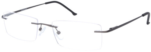 Randlose eckige Einstärkenbrille / Bohrbrille SQUARE in Schwarz aus Metall + Federscharnier, mit individueller Sehstärke