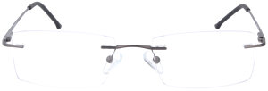 Randlose eckige Einstärkenbrille / Bohrbrille SQUARE in Schwarz aus Metall + Federscharnier, mit individueller Sehstärke