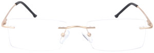 Randlose eckige Einstärkenbrille / Bohrbrille SQUARE in Gold aus Metall + Federscharnier, mit individueller Sehstärke