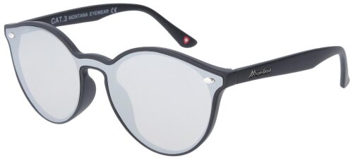Moderne Montana Eyewear Kunststoff - Sonnenbrille MS46 in Schwarz mit silbernen Gläsern