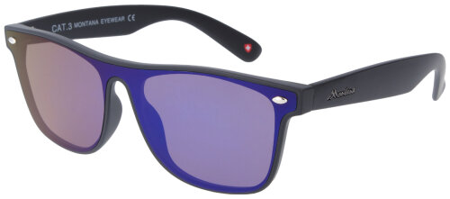 Moderne Montana Kunststoff - Sonnenbrille MS47  in Schwarz + polarisierende blaue Gläser