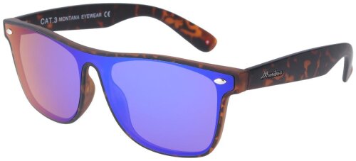 Moderne Montana Kunststoff - Sonnenbrille MS47  in Havanna + polarisierende blaue Gläser
