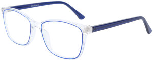 Transparente Einstärkenbrille LILO aus Kunststoff, mit tollen blauen Farbakzenten & in individueller Sehstärke