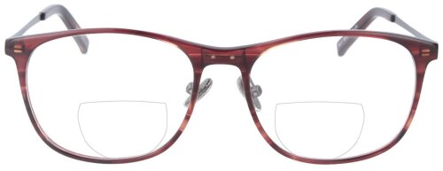 Rotbraune Acetat-Bifokalbrille MAEVE mit anpassbarem Metallnasensteg und individueller Stärke