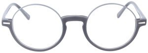 Graue Einstärkenbrille COPPOLA mit individueller Stärke in rundem Retrodesign