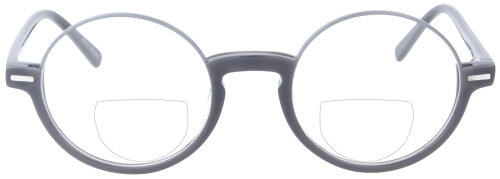 Graue Bifokalbrille COPPOLA mit individueller Stärke in rundem Retrodesign