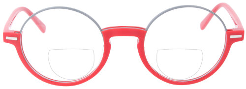 Rote Bifokalbrille COPPOLA mit individueller Stärke in rundem Retrodesign
