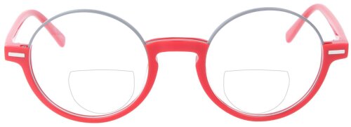 Rote Bifokalbrille COPPOLA mit individueller Stärke in rundem Retrodesign
